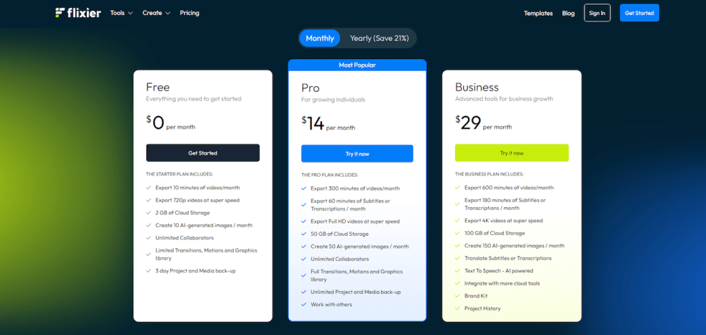 Flixier pricing